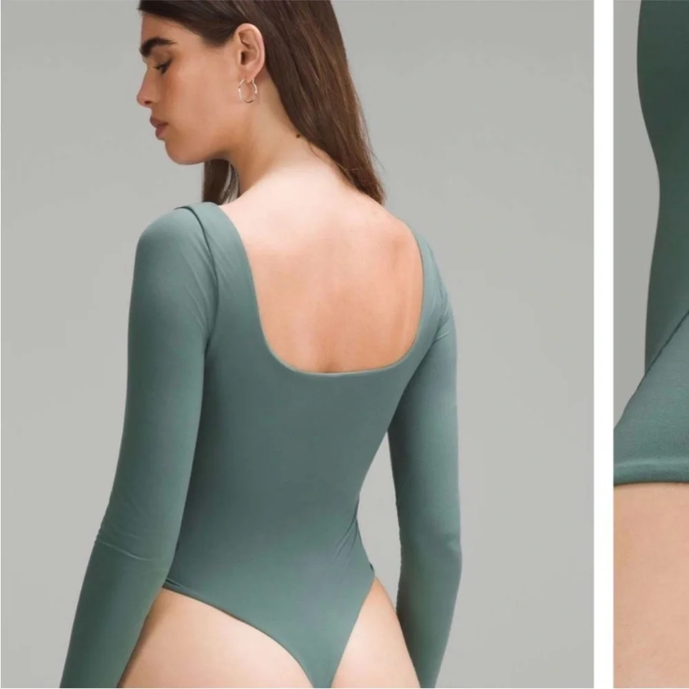 Lululemon Forest Green Wundermost Ultra-Soft Square-Neck Long-Sleeve Bodysuit XL